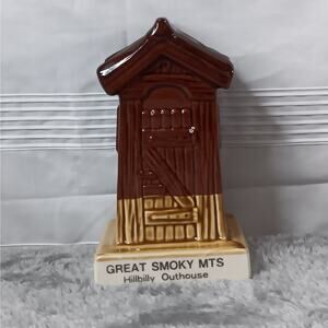 Vintage Pottery Souvenir Great Smoky Mts Hillbilly Outhouse Piggy Penny Bank